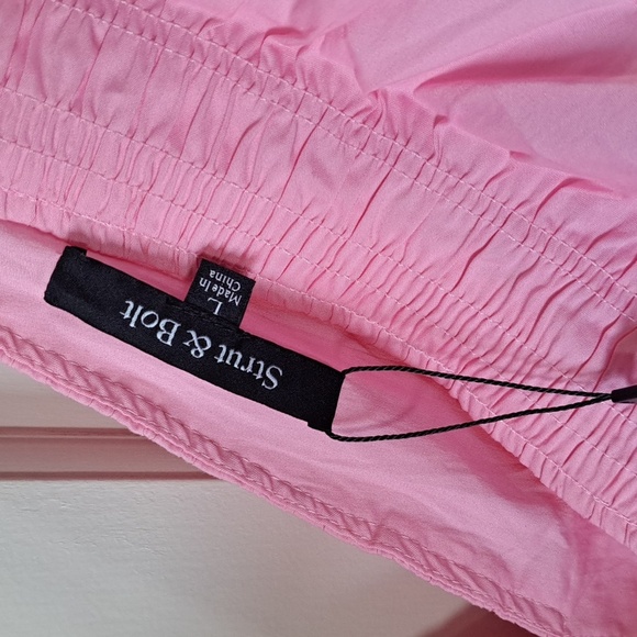 NWT Strut & Bolt Smocked Pink Ruffles Deep V-Neck Stretch Fun Girly Short Dress - Picture 3 of 13